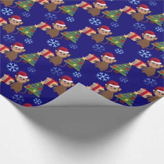 santa christmas monkey emoji cadeaupapier (Hoek)