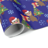 santa christmas monkey emoji cadeaupapier (Rol Hoek)