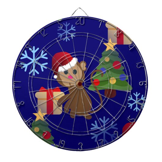 santa christmas monkey emoji dartbord (Voorkant)