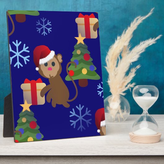 santa christmas monkey emoji fotoplaat (Zijkant)