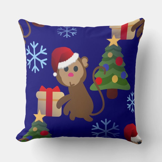 santa christmas monkey emoji kussen (Voorkant)