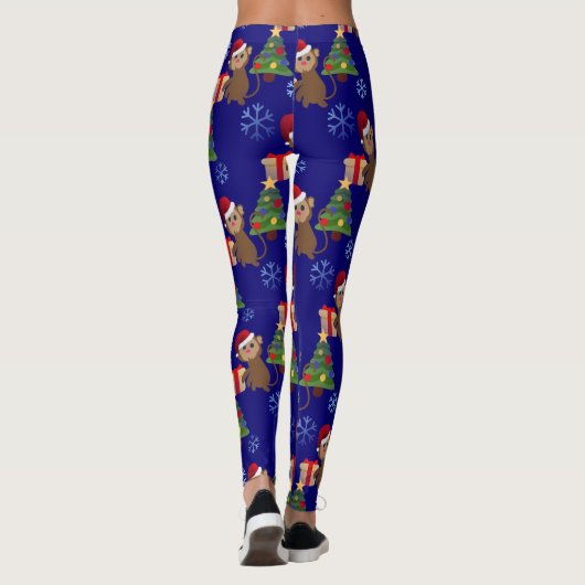 santa christmas monkey emoji leggings (Achterkant)