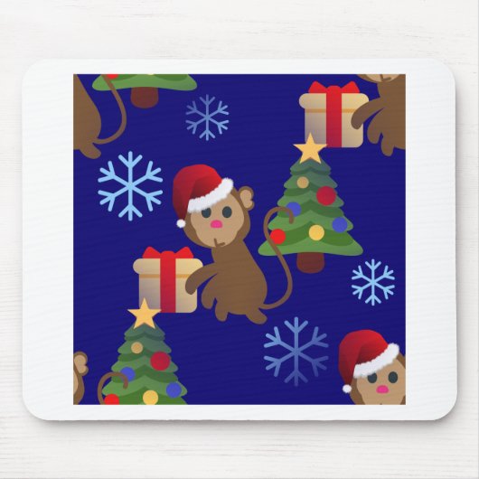 santa christmas monkey emoji muismat (Voorkant)