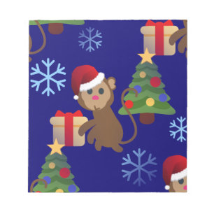 santa christmas monkey emoji notitieblok