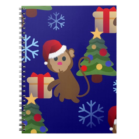 santa christmas monkey emoji notitieboek (Voorkant)