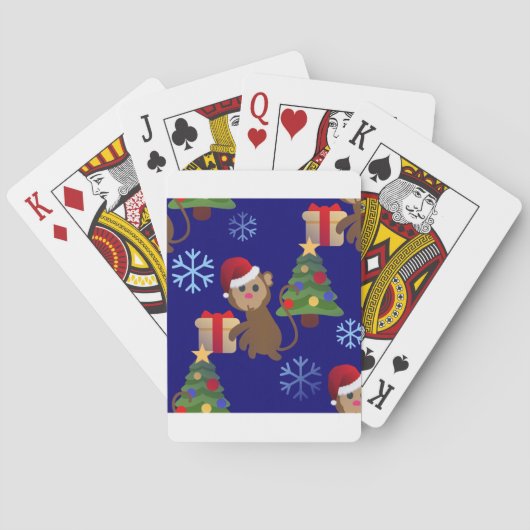 santa christmas monkey emoji pokerkaarten (Achterkant)