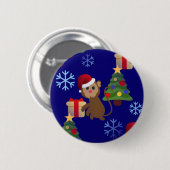 santa christmas monkey emoji ronde button 5,7 cm (Voorkant /achterkant)