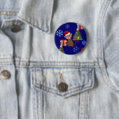 santa christmas monkey emoji ronde button 5,7 cm (In situ)