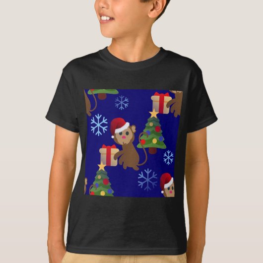 santa christmas monkey emoji t-shirt (Voorkant)