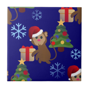 santa christmas monkey emoji tegeltje