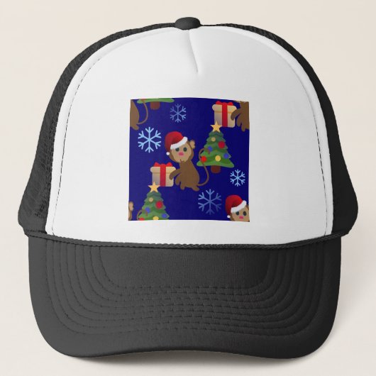 santa christmas monkey emoji trucker pet (Voorkant)