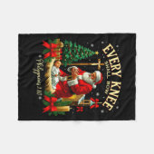 Santa Christmas Nativity Scene Xmas Every Knee Sha Fleece Deken (Voorkant (Horizontaal))