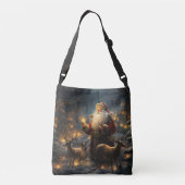 Santa Christmas Night Snowy Forest Crossbody Tas (Achterkant)