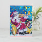 SANTA, CHRISTMAS PARTIJ INVITATIE KAART (Staand voorkant)