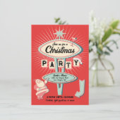 Santa Christmas Party Sign Mod Retro Kaart (Staand voorkant)