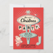 Santa Christmas Party Sign Mod Retro Kaart (Voorkant)