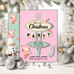 Santa Christmas Party Sign Mod Retro Kaart<br><div class="desc">Vet en helder kerstfeest met leuke lettertypen met een moderne retro-vibe. Kenmerken Vegas stijl teken met funky kleuren van roze, rood, licht rood, minty groen en romig wit, Santa Claus, martini cocktail. Ideaal voor een cocktailparty, een kantoor-feest of een kerstfeest in Las Vegas! Alle bewoordingen kunnen worden gewijzigd, behalve. Met...</div>