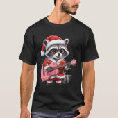 Santa Christmas Raccoon Playing Nk Guitar  T-shirt (Voorkant)