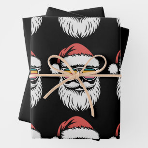 Santa Christmas Retro Zonnebril Kerstvakantie Inpakpapier Vel