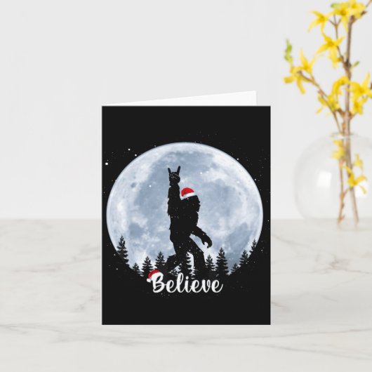 Santa Christmas Rock Sasquatch Xmas Girl  Kaart (Gele Bloem)