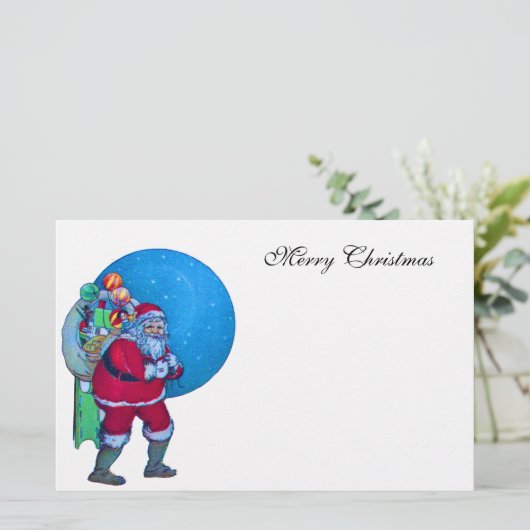  SANTA, CHRISTMAS SACK, TOYS IN STARRY SKY BRIEFPAPIER (Staand voorkant)