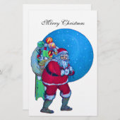  SANTA, CHRISTMAS SACK, TOYS IN STARRY SKY BRIEFPAPIER (Voorkant / Achterkant)