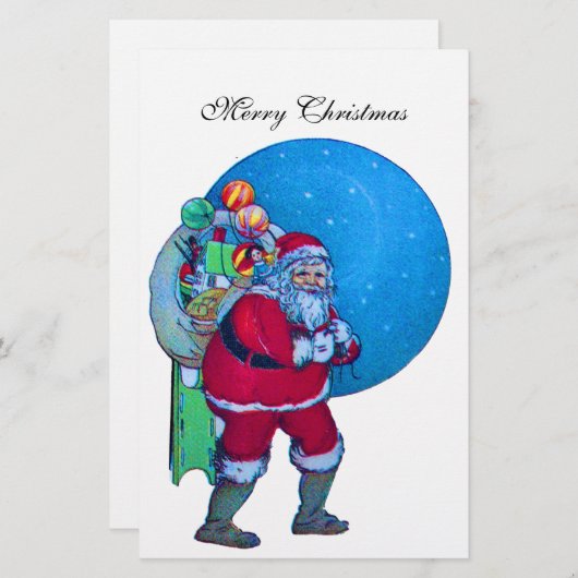  SANTA, CHRISTMAS SACK, TOYS IN STARRY SKY BRIEFPAPIER (Voorkant / Achterkant)