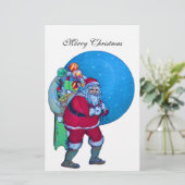  SANTA, CHRISTMAS SACK, TOYS IN STARRY SKY BRIEFPAPIER (Staand voorkant)
