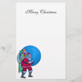  SANTA, CHRISTMAS SACK, TOYS IN STARRY SKY BRIEFPAPIER (Voorkant)