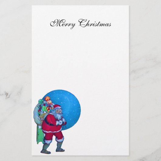  SANTA, CHRISTMAS SACK, TOYS IN STARRY SKY BRIEFPAPIER (Voorkant)