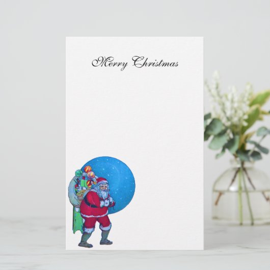 SANTA, CHRISTMAS SACK, TOYS IN STARRY SKY BRIEFPAPIER (Staand voorkant)