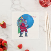  SANTA, CHRISTMAS SACK, TOYS IN STARRY SKY SERVETTEN (Insitu)