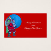  SANTA, CHRISTMAS SACK TOYS STARRY SKY Red Visitekaartje (Achterkant)