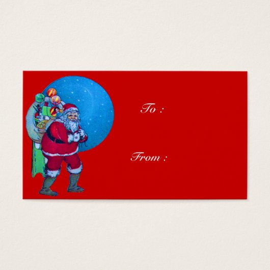  SANTA, CHRISTMAS SACK TOYS STARRY SKY Red Visitekaartje (Voorkant)