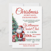 Santa Christmas Secret Santa Exchange Party Kaart (Voorkant)
