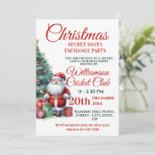 Santa Christmas Secret Santa Exchange Party Kaart (Staand voorkant)