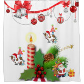 Santa Christmas Shower Curtain Cow Country Douchegordijn (Voorkant)