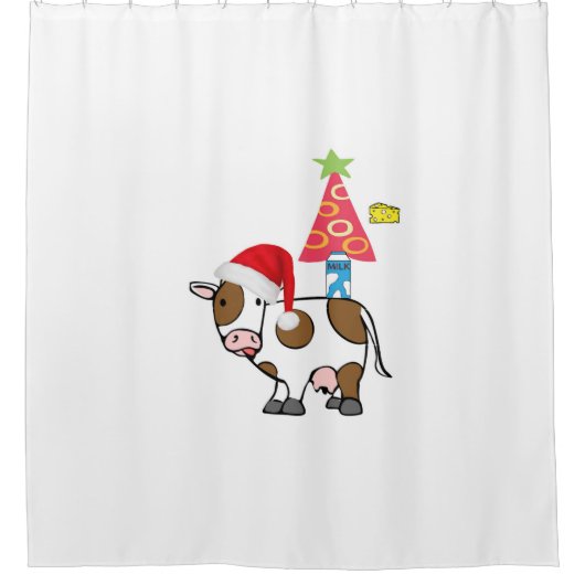 Santa Christmas Shower Curtain Milk Cheese Country Douchegordijn (Voorkant)