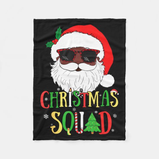 Santa Christmas Squad Black Men African American P Fleece Deken (Voorkant)