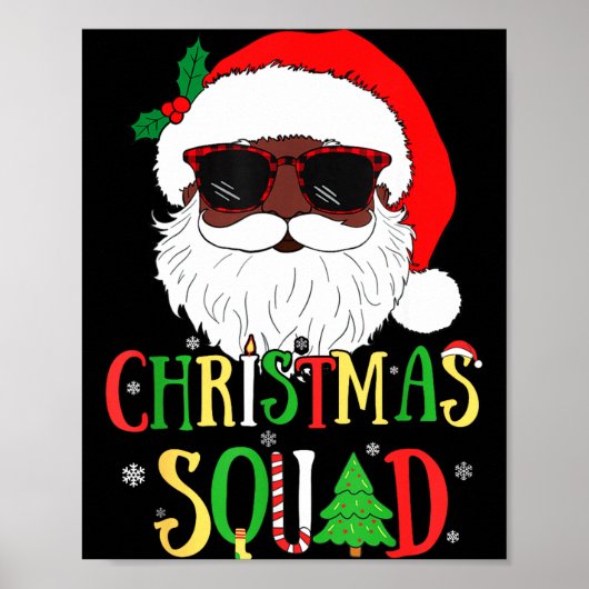 Santa Christmas Squad Black Men African American P Poster (Voorkant)