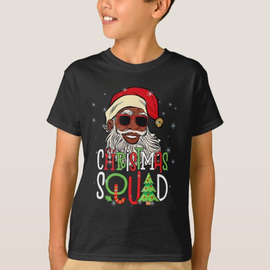 Santa Christmas Squad Zwart Mannen Afro-Amerikaans T-shirt (Voorkant)