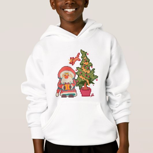 Santa,, Christmas tree, cat Pixelart, Pixel Art  (Voorkant)