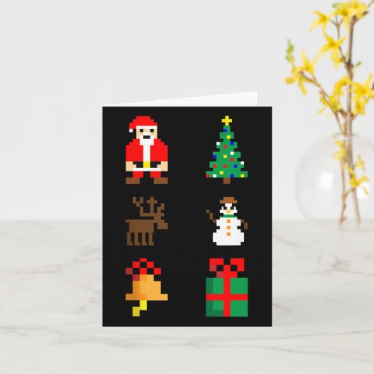 Santa Christmas Tree Deer Snowman Bell Gift Xmas X Kaart (Gele Bloem)