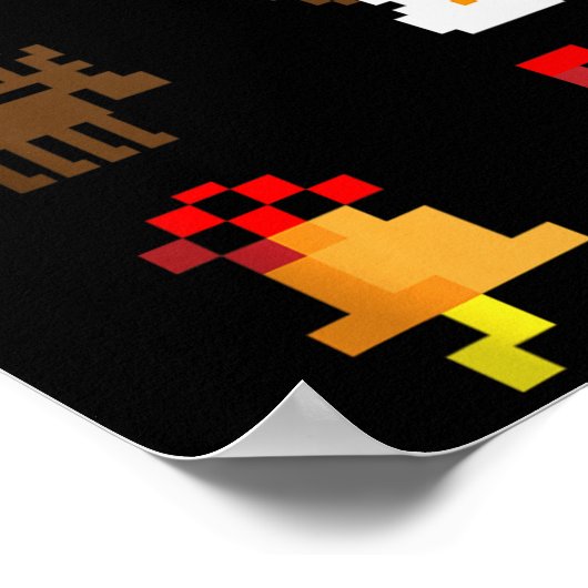 Santa Christmas Tree Deer Snowman Bell Gift Xmas X Poster (Hoek)