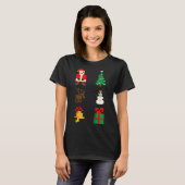 Santa Christmas Tree Deer Snowman Bell Gift Xmas X T-shirt (Voorkant volledig)