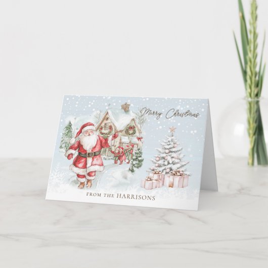 Santa Christmas Tree Greeting Card Kaart (Voorkant)