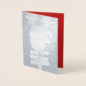 Santa Christmas Tree Silver Foil Kaart (Voorkant)