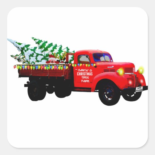 Santa Christmas Tree Truck Sticker (Voorkant)