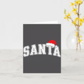 Santa Christmas Varsity Text With Hat Family Xmas  Kaart (Gele Bloem)