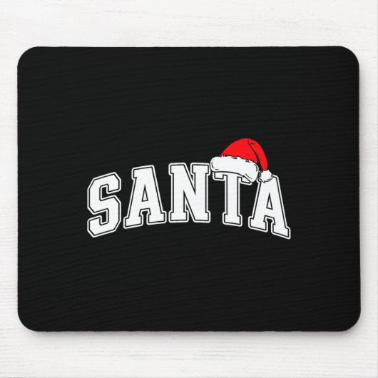 Santa Christmas Varsity Text With Hat Family Xmas Muismat (Voorkant)